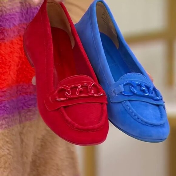 SALE! new Franco Sarto Suede Slip-on Chain Loafers Flats - Picture 3 of 6